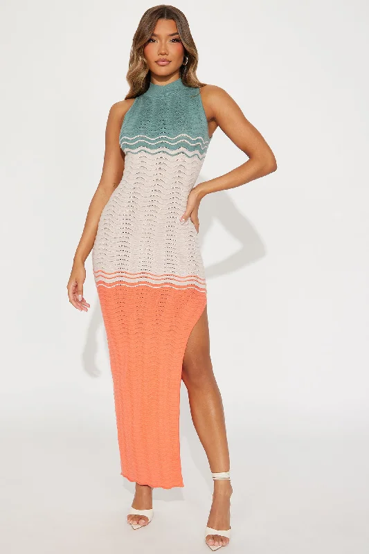 Lyla Sweater Maxi Dress - Sage/combo