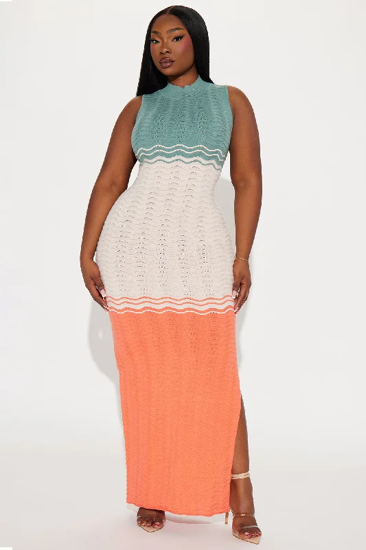 Lyla Sweater Maxi Dress - Sage/combo