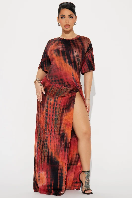 Malikai Tie Dye Maxi Dress - Rust