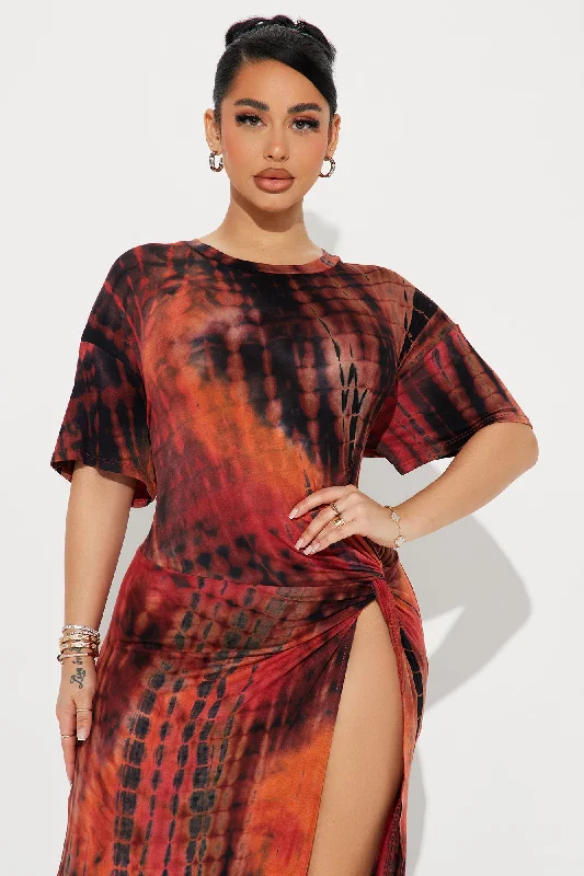 Malikai Tie Dye Maxi Dress - Rust