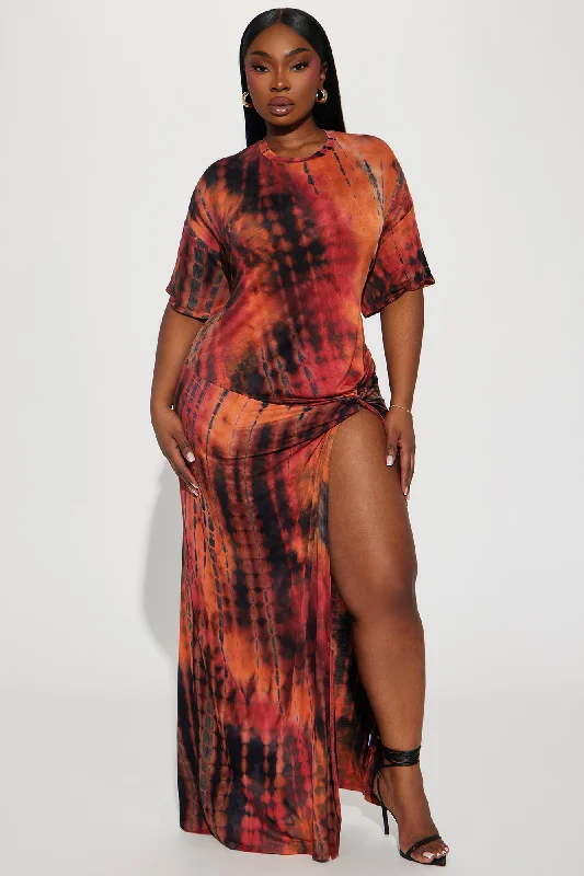 Malikai Tie Dye Maxi Dress - Rust