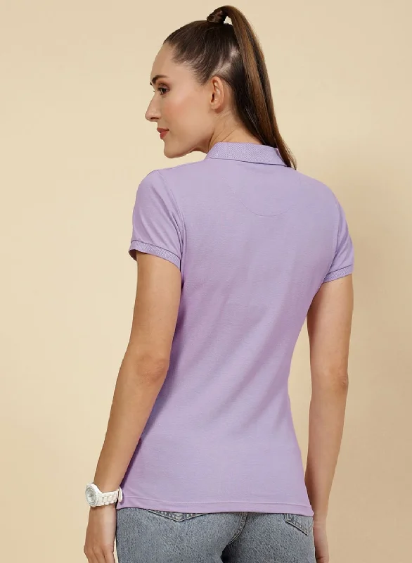 Women Purple Embroidered T-Shirt