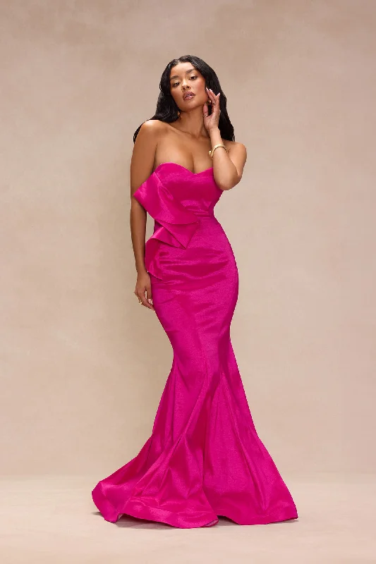 Origami Taffeta Gown - Fuchsia