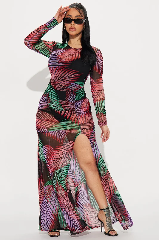 Party Everywhere Mesh Maxi Dress - Multi Color