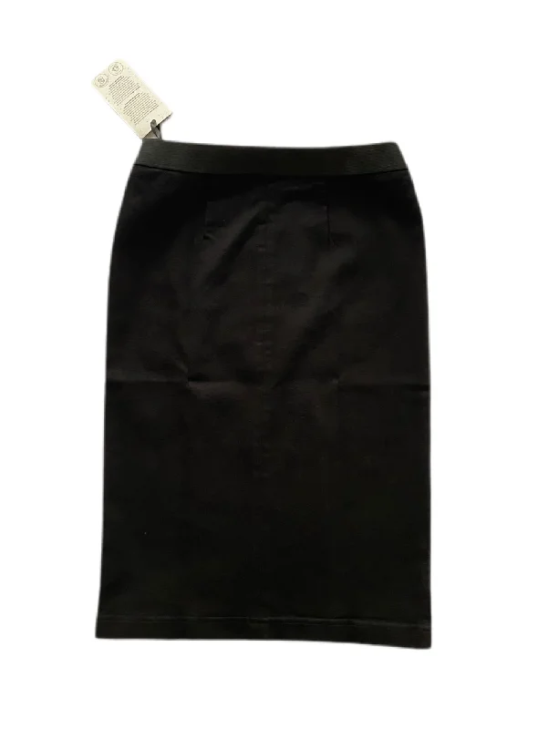 Plus Stretch Calf Length Skirt Style 175-56D in Black