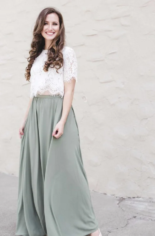 Sage Flowy Maxi Skirt Style 4400