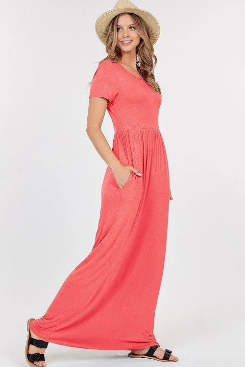 Short Sleeve Maxi Empire Dress Style 1688