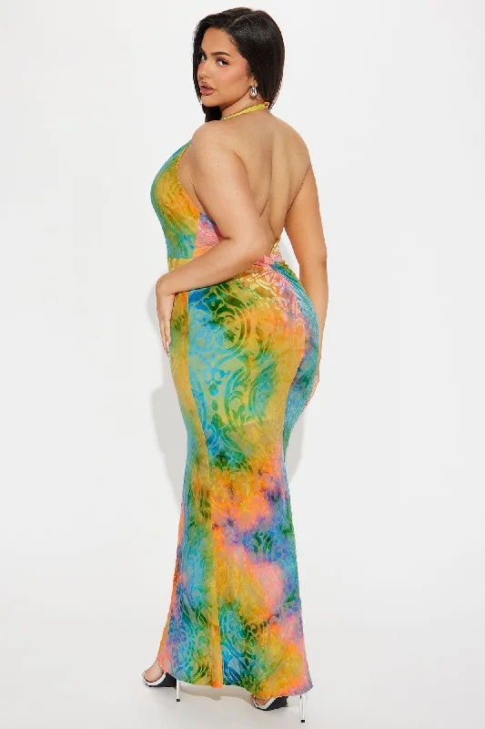 Take A Peek Mesh Maxi Dress - Multi Color