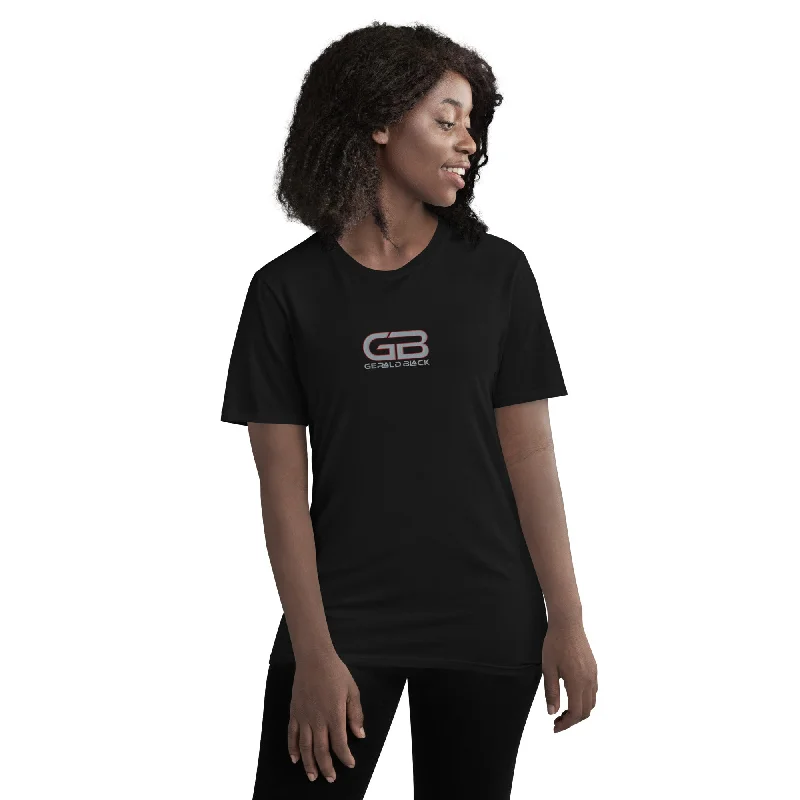 Unisex Embroidered Short-sleeve Gray Red Gerald Black Statement T-Shirt