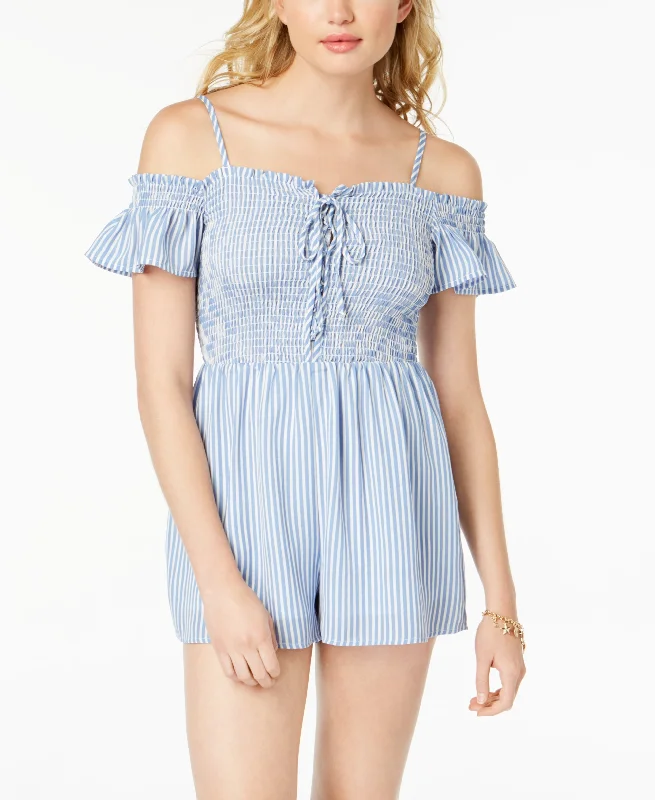 Almost Famous Juniors Smocked Cold Shoulder Romper Cute romper for women