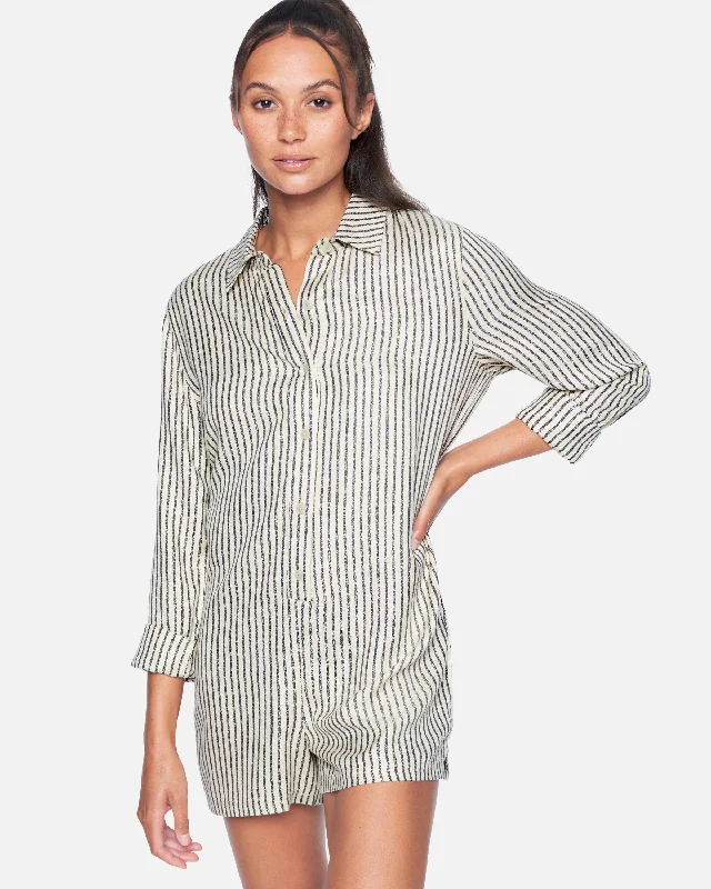 Button Front Romper Classic white romper women