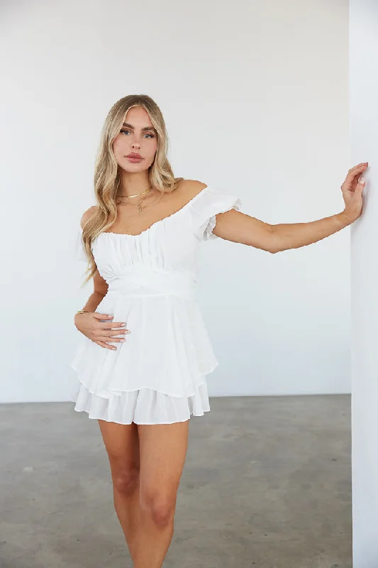 Lydia Ruffle Wrap Romper Women’s romper for brunch