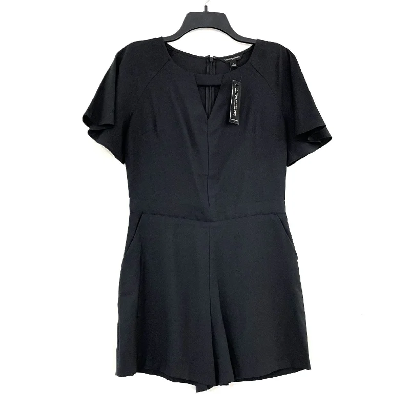 NWT Wmns BANANA REPUBLIC Black Flutter Sleeve Keyhole Romper w/ Pockets Sz 2 Elegant Satin Romper Nightwear