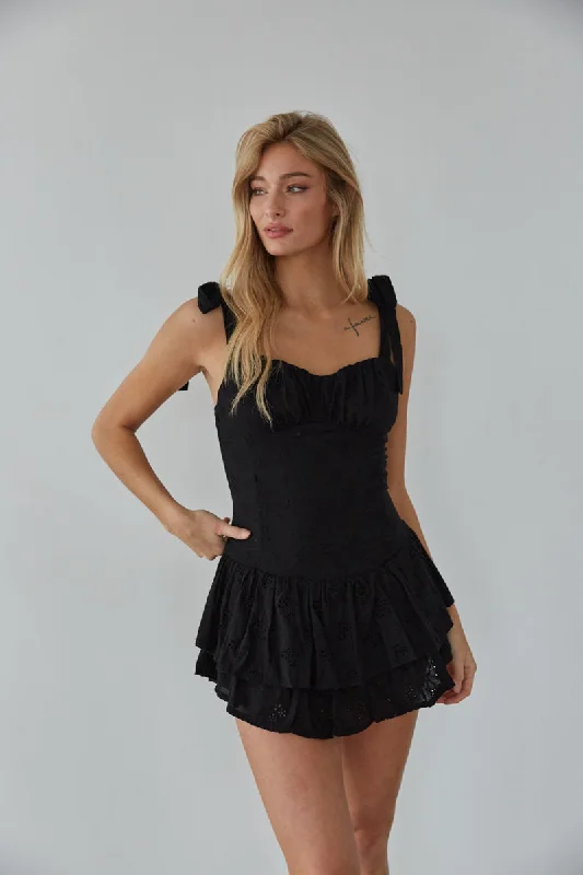 Sabrina Eyelet Lace Romper Wrap Waist Romper Modern