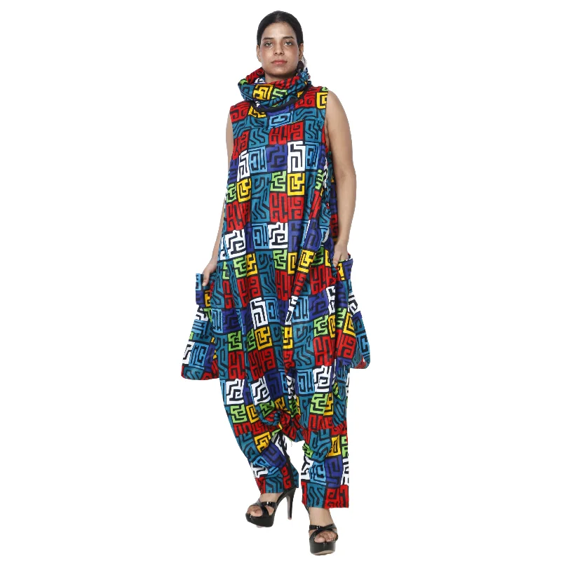 Women's African Printed Romper Style Outfit -- FI-3053P Ruffle Strap Romper Cute