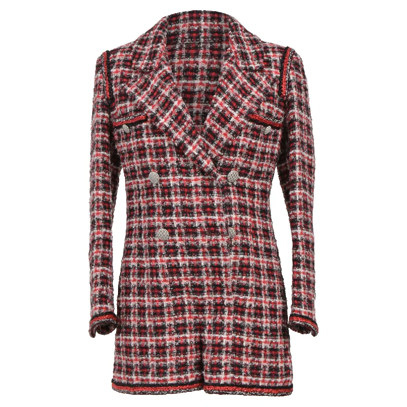 Chanel Double-Breasted Romper in Red Tweed Cutout Waist Romper Sexy