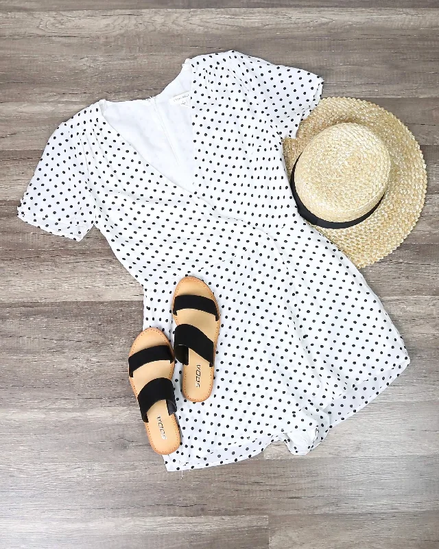 Cotton Candy LA - Shoreditch Polka Dot Romper - White/Black Bodycon Fit Romper Hot