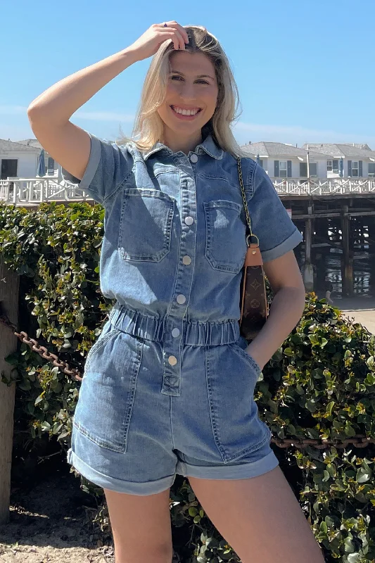 JOCIE DENIM WASHED ROMPER VAISLEY Bohemian romper dress women