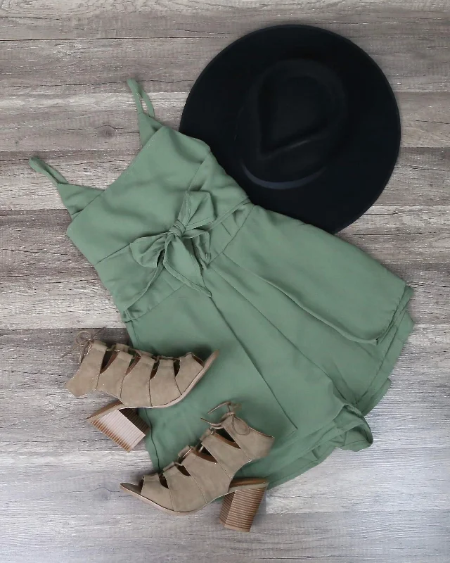 Maison Wrap Romper in Olive Two Tone Romper Chic