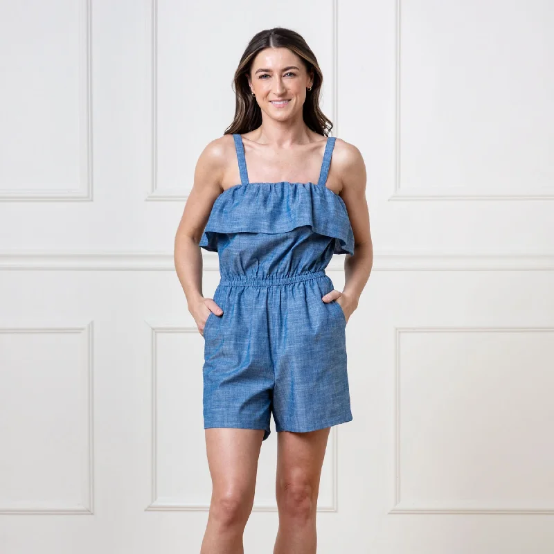 Organic Ruffle Top Romper Sheer Lace Romper Elegant