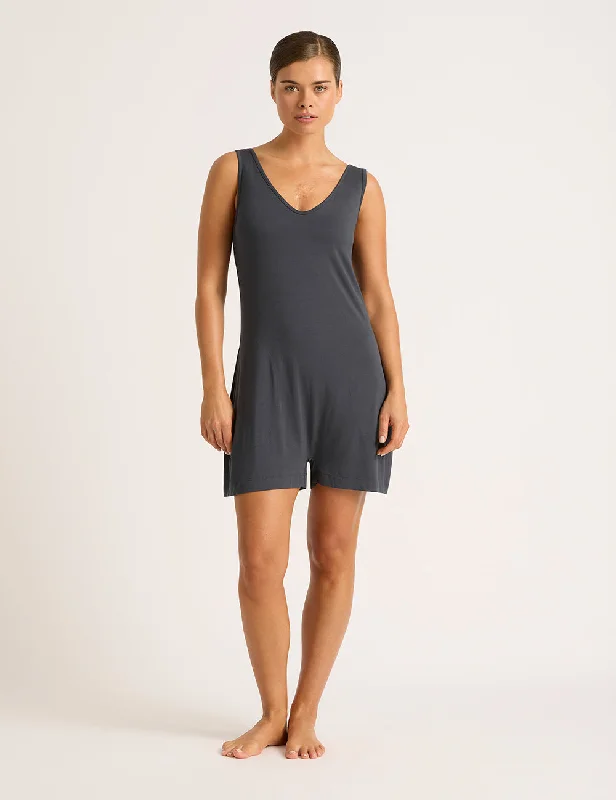 Short Romper - Storm Silky Wrap Romper Luxe
