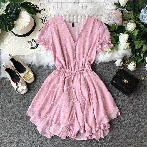 Women's Polka Dot Fashion Designer Chiffon Rompers Soft Satin Romper Luxe