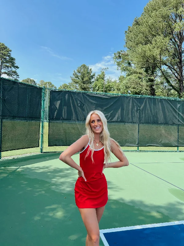 Courtside Romper - Red Fresh Pastel Romper Cute