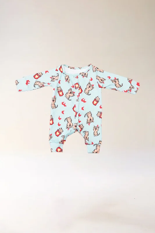 Cute Kitty Unisex Romper Button-Up Romper Fashionable