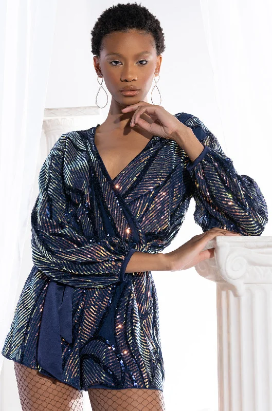 ETHEREAL SEQUIN LONG SLEEVE ROMPER Casual chic romper style
