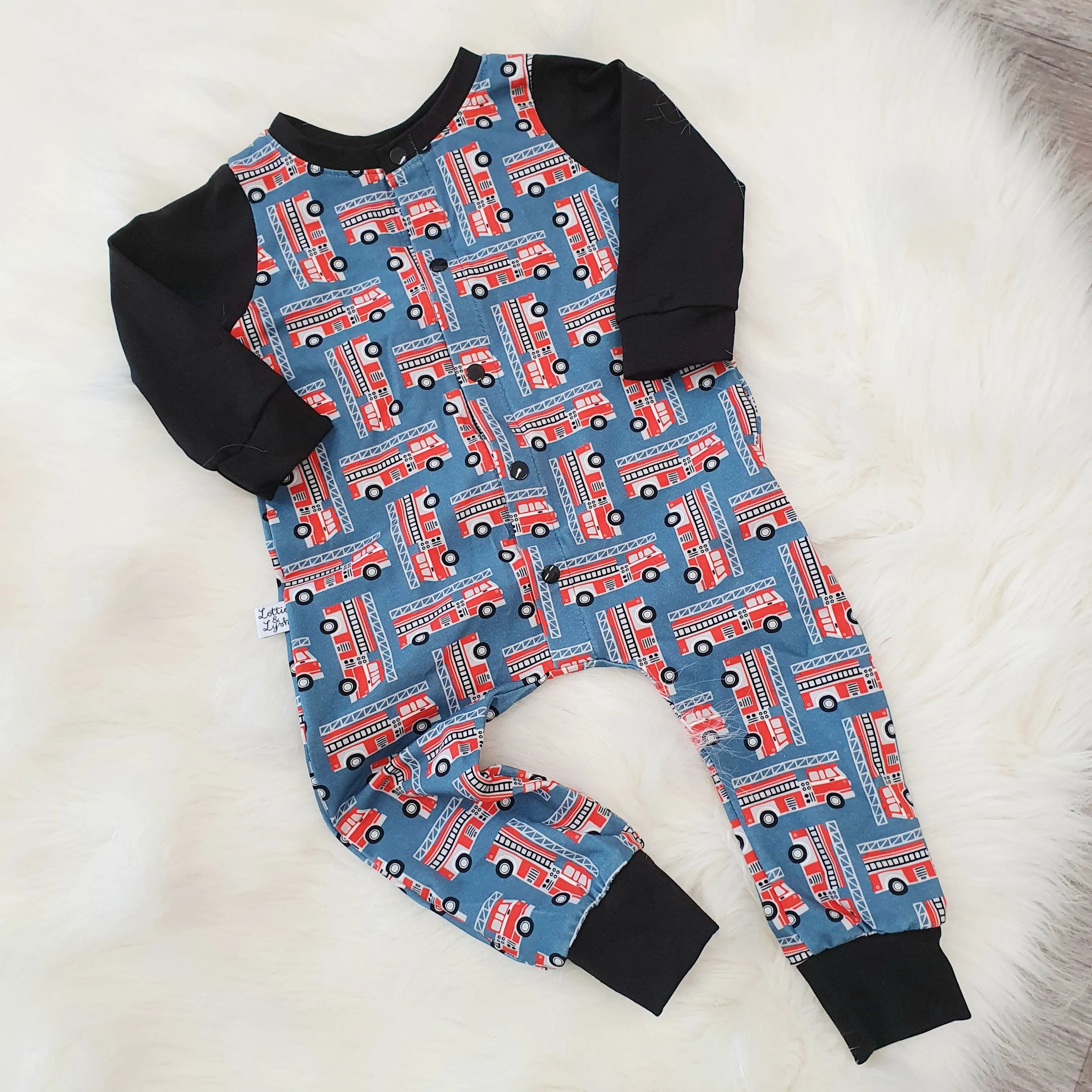 Fire Engine Long Leg Popper Romper Bohemian style romper dress
