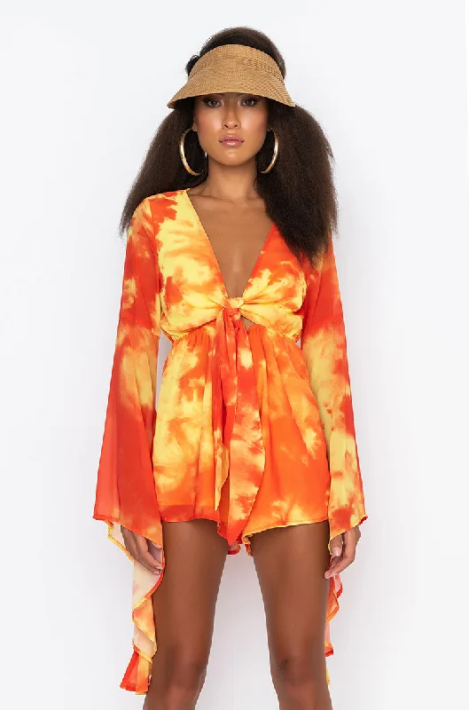 LIKE A GEM RUFFLE SLEEVE ROMPER YELLOW Women's romper night out