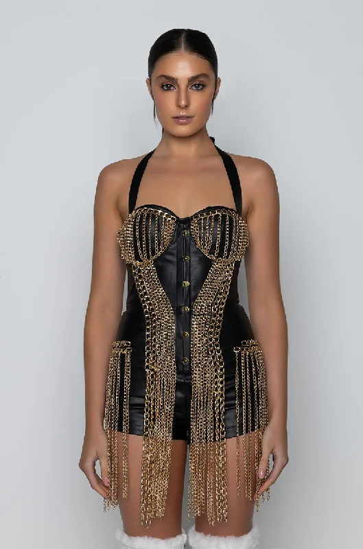 MAIN ATTRACTION CHAIN DETAIL ROMPER BLACK Soft fabric romper dress