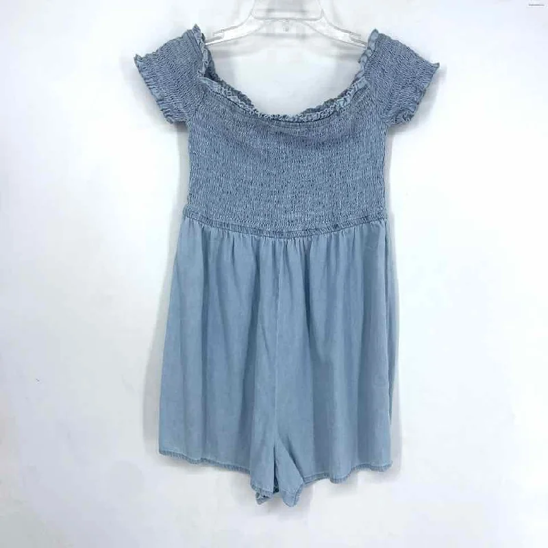 Size MEDIUM Blue Romper Minimalist Sleeveless Romper Chic