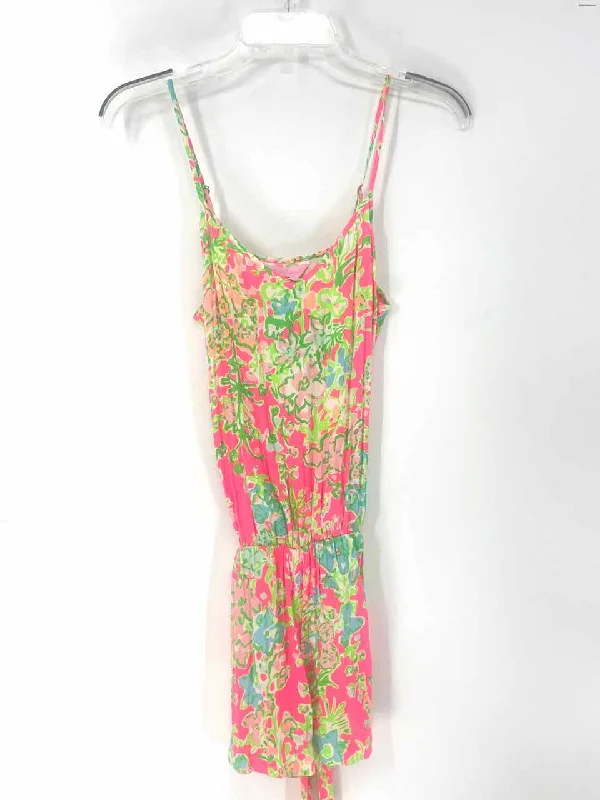 Size X-SMALL LILLY PULITZER Pink Green Floral Romper One-Piece Jumpsuit Romper Fashion