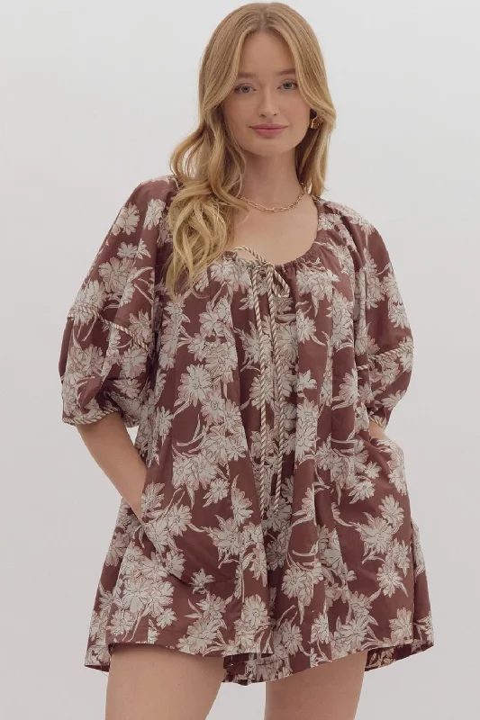 Talia Floral Romper Lightweight Silk Romper Chic