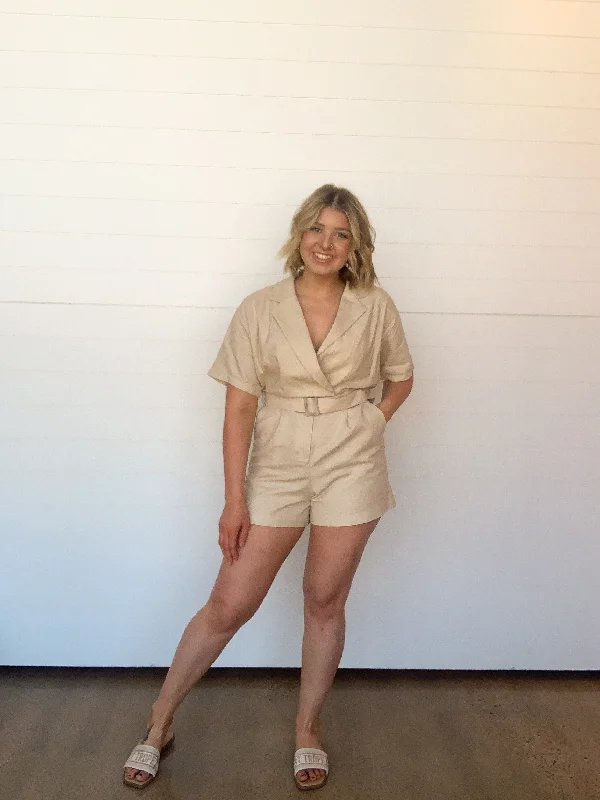 The Honor Belted Romper Minimalist Strap Romper Elegant