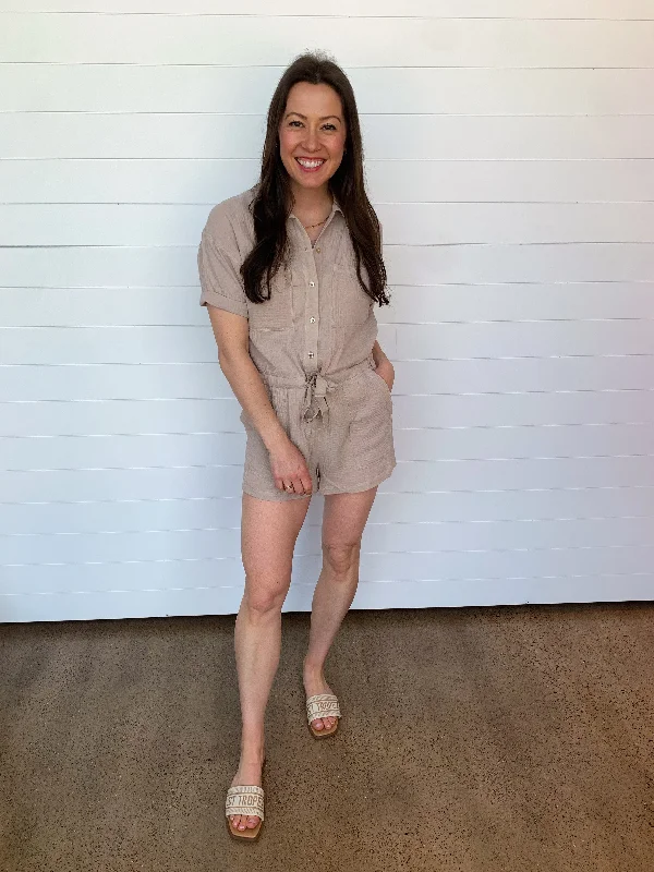 The Lookout Gauze Romper Stretch Fit Romper Modern