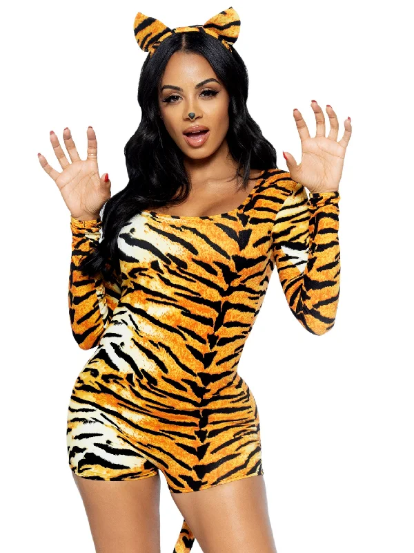 Tiger Romper with Tail Light Linen Romper Summer
