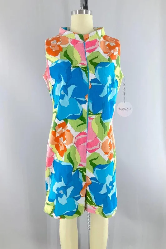 Vintage 1960s Mod Romper Flowy Drape Romper Elegant