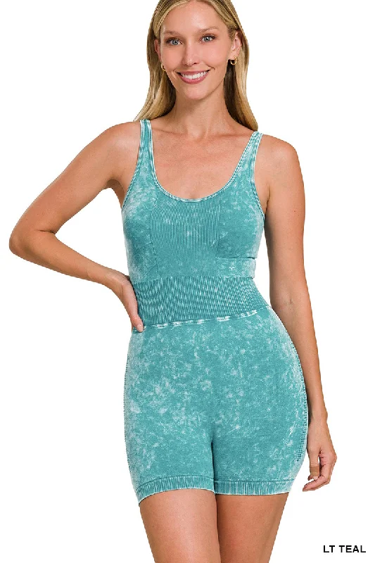 Zenana Mineral Wash Sport Romper NPW-6196A Luxe Jacquard Romper Party