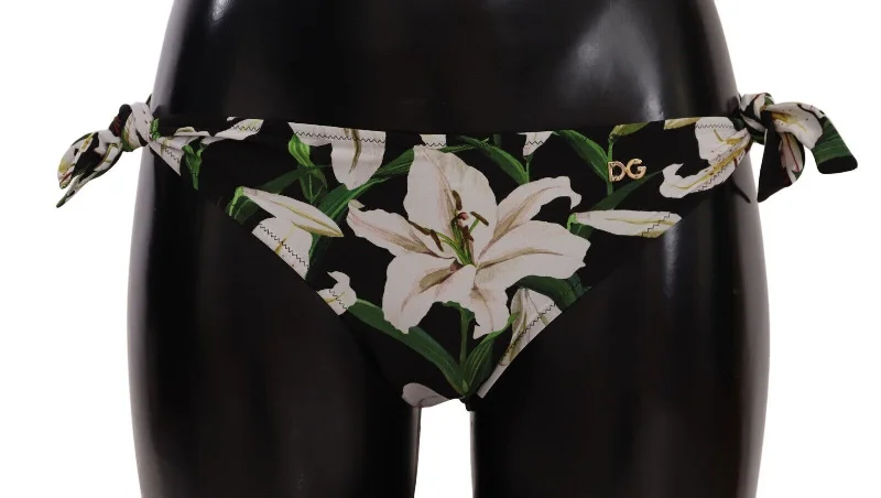 Dolce & Gabbana Elegant Lily-Print Bikini Bottom Double strap bikini, Sexy, Stylish, Comfortable