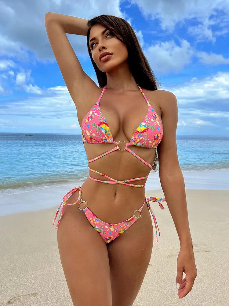 Pink Floral Bikini Full coverage bikini, Modest, Comfortable, Sexy