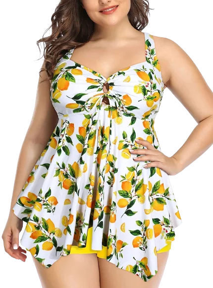 Plus Size Long Lined Bikini Top Yellow Frilly bikini, Feminine, Trendy, Chic