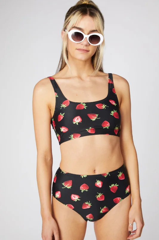 Strawberry Bikini Bottom Floral print swimsuit, Feminine, Beachwear, Trendy