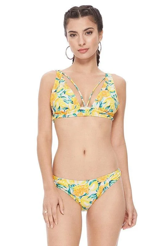 Textured Lemon Print Bikini Set Glitter bikini, Sparkly, Glamorous, Fashionable
