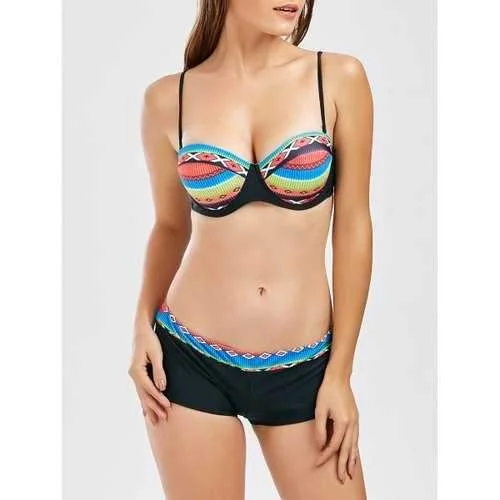 Printed Cami Push Up Bikini Set - Xl Boho bikini, Relaxed, Chic, Comfortable
