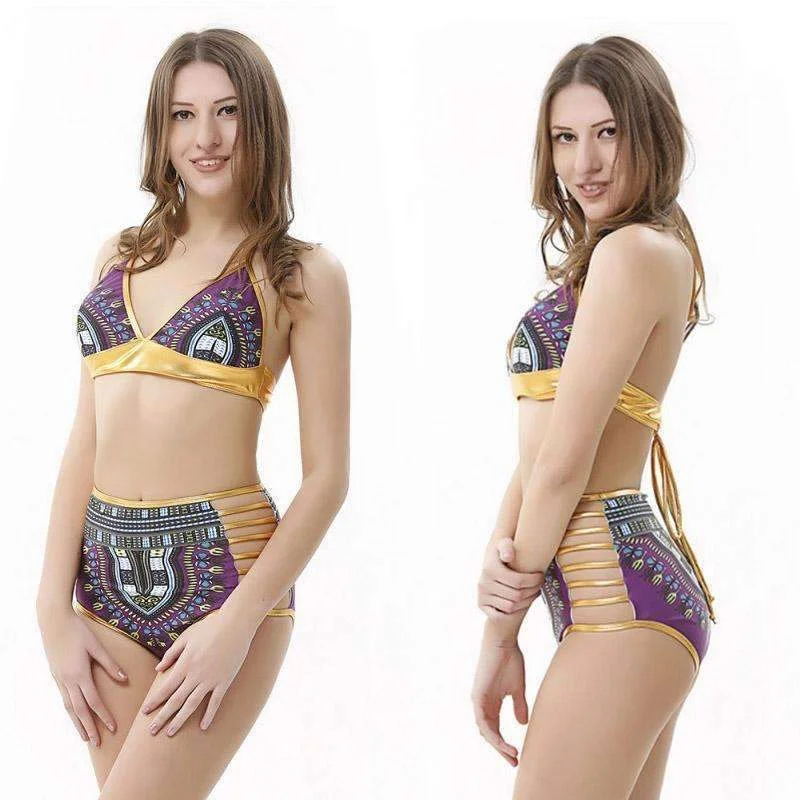Women's Egyptian Graphic Halter Hollow Sexy Bikini Boho style bikini, Relaxed, Chic, Trendy