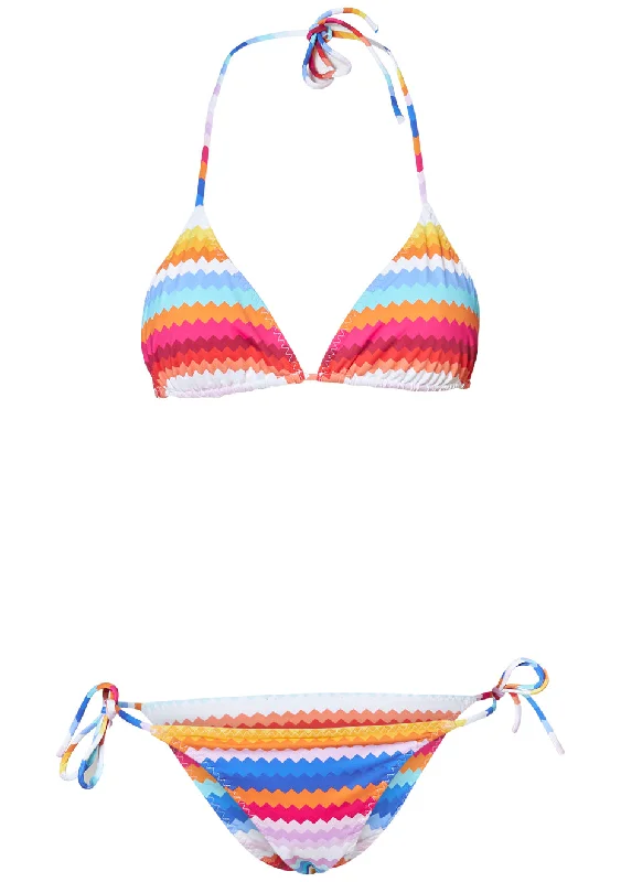 Triangle Zig Zag Print Bikini Front knot bikini, Sexy, Chic, Trendy