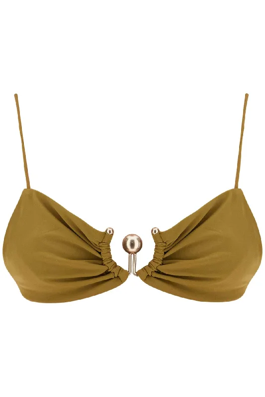 Ruched Orbit Bikini  - Khaki Crochet bikini top, Boho, Trendy, Comfortable