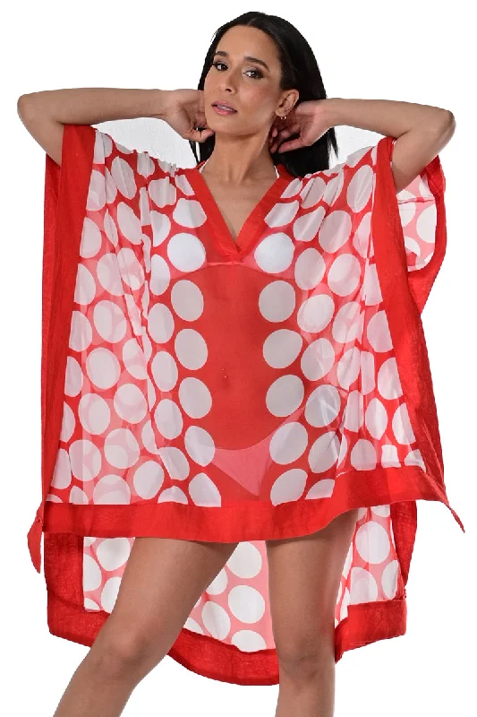 Azucar Ladies V-Neck Bikini Cover-Up Polka-Dot Tunic w/Wide Contrast Trim in (2) Colors LPT1447 Brazilian bikini, Sexy, Comfortable, Summer